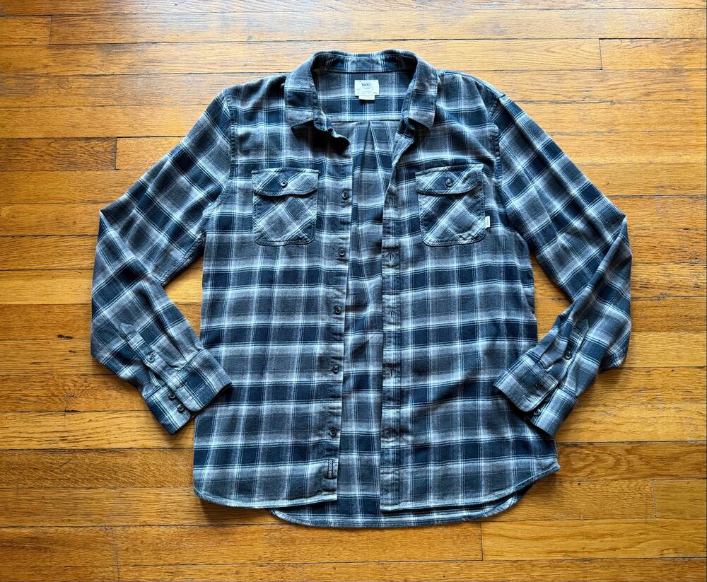 VANS Tailored Fit Black/Gray Flannel Shirt Mens sz L